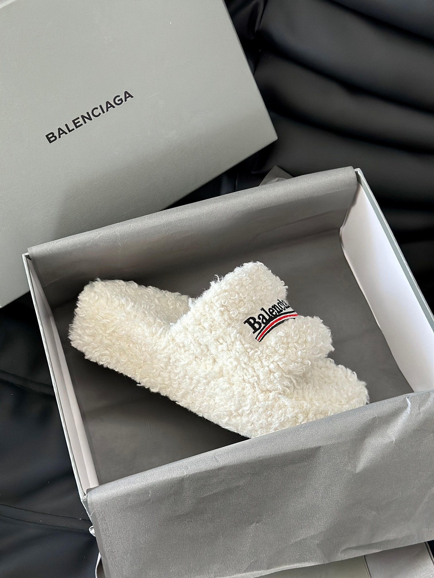 Balenciaga furry slide