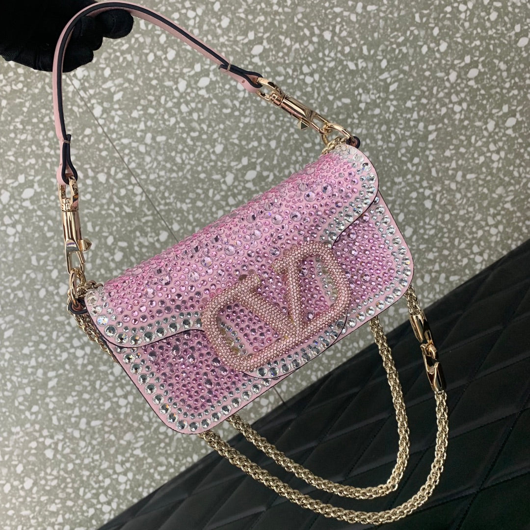 Valentino Garavani Loco Small Rhinestone Shoulder Bag