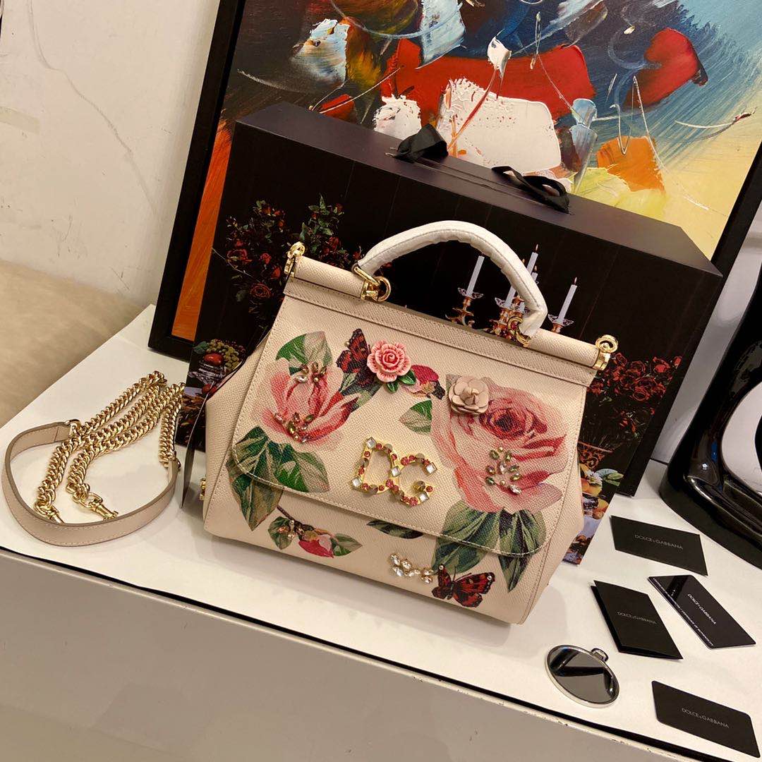 D&G MEDIUM SICILY HANDBAG IN DAUPHINE LEATHER