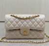 Chanel Metallic Beige Shimmering Quilted Leather Medium Classic Double Flap Bag