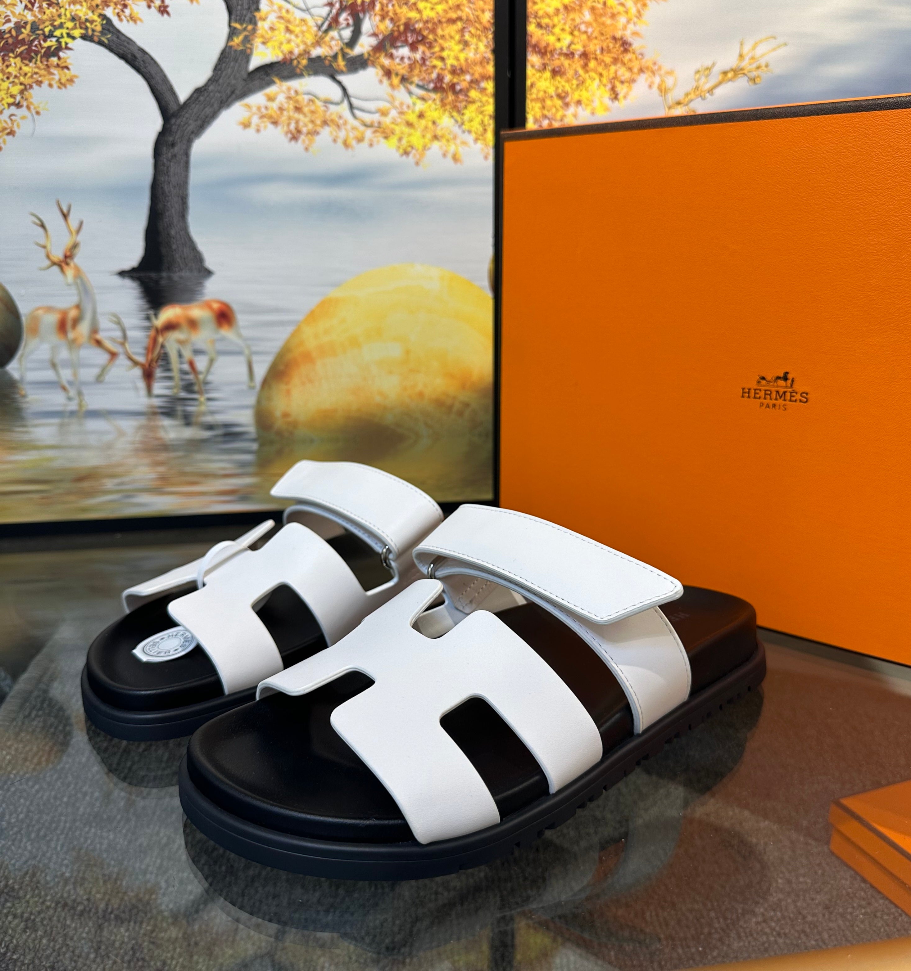 Hermes Chypre sandal white