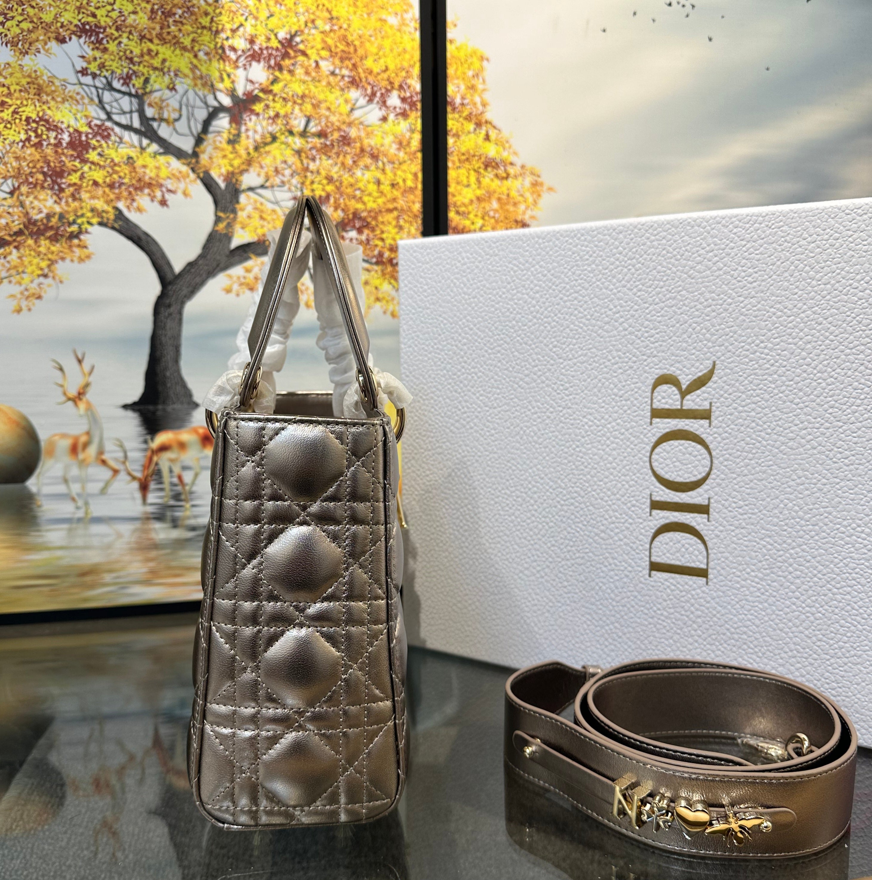 Lady dior bag two toned